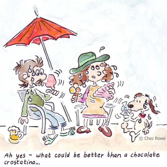 Hot Summer Caldo Estivo cartoon Crostatina al cioccolato